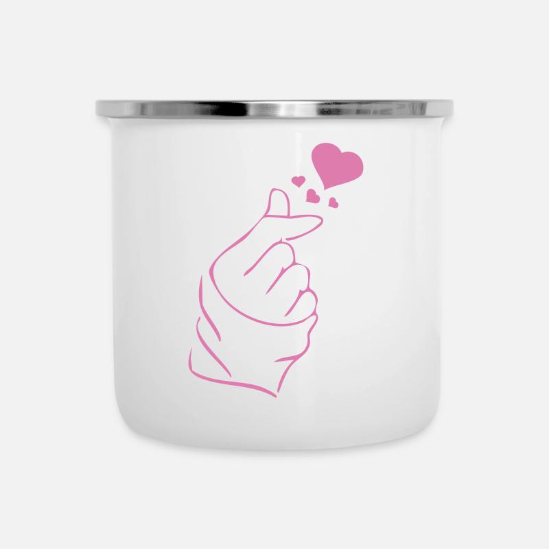 Finger heart k-pop K-drama 2 couleurs custom - Tasse émaillée - blanc