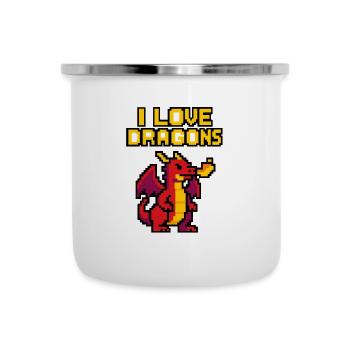 PixelArt I ❤️Dragons - Tasse émaillée - blanc - Devant
