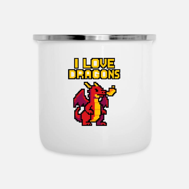 PixelArt I ❤️ Dragons - Camper Mug - white