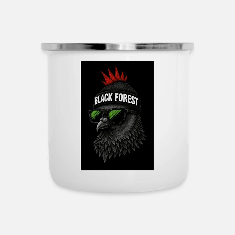 BLACK Forest - Schwarzwald - Emaille-Tasse - Weiß