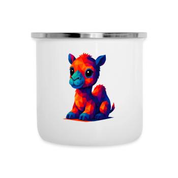 WPAP polygone Kawaii animaux style bébé dromadaire chameau - Tasse émaillée - blanc - Devant