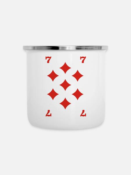 Karo Sieben - Emaille-Tasse - Weiß
