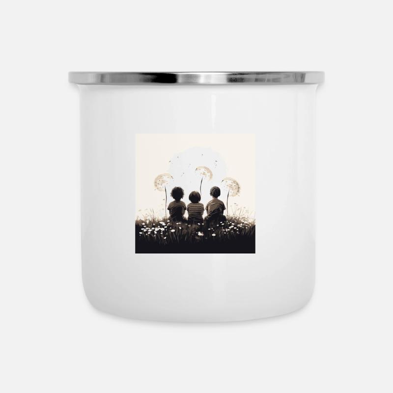 Trois petits oiseaux - Tasse émaillée - blanc