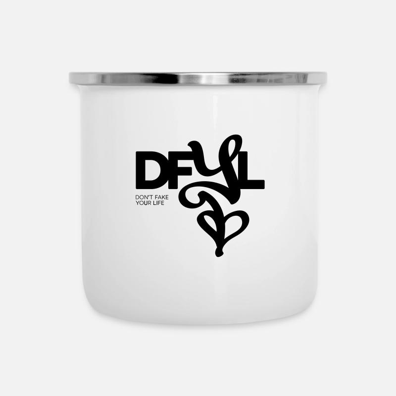 DYFL Logotype - Emaille-Tasse - Weiß