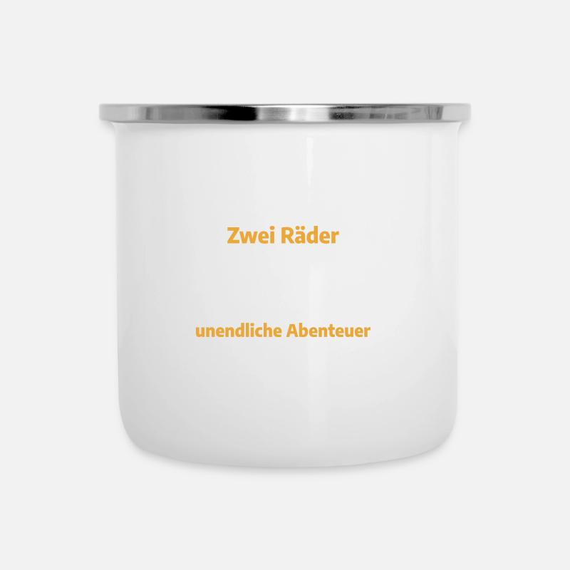 Zwei Räder unendliche Abenteuer Motorrad - Emaille-Tasse - Weiß