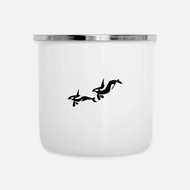 Orcas - Emaille-Tasse - Weiß