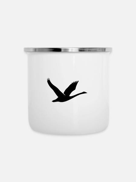 Schöne Schwan Silhouette - Emaille-Tasse - Weiß