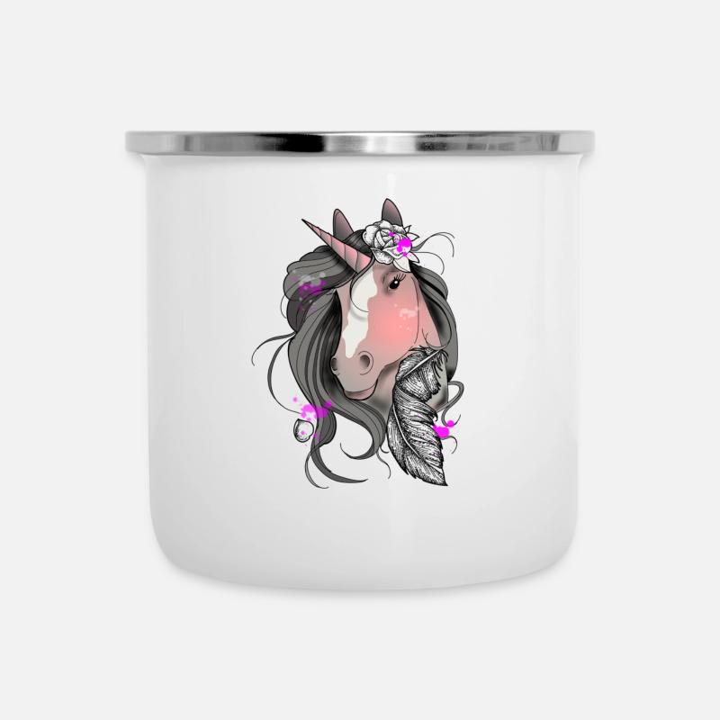 Einhorn - Emaille-Tasse - Weiß
