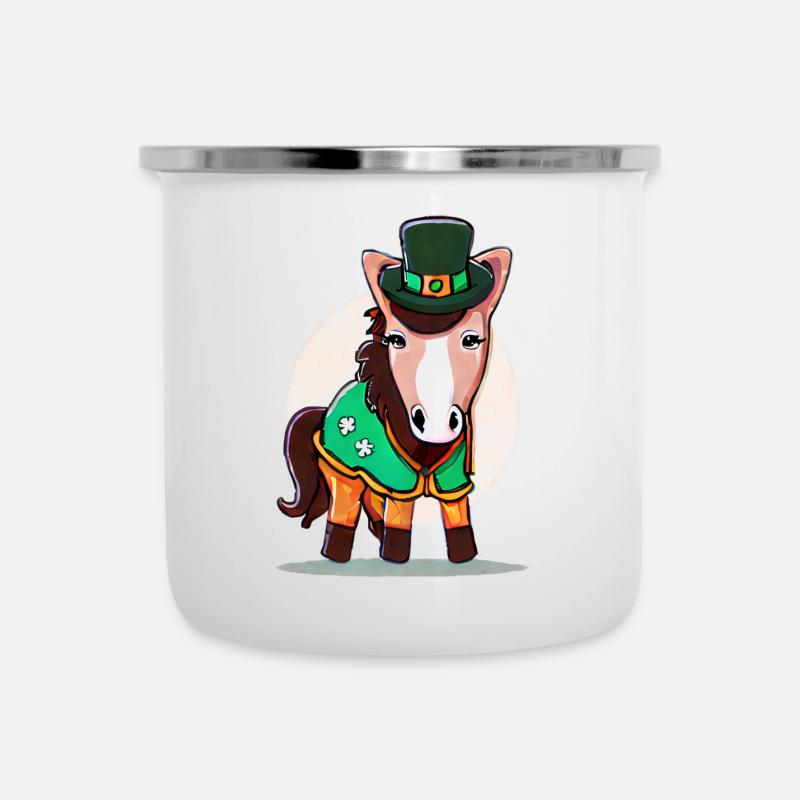 Cheval de la Saint-Patrick - Tasse émaillée - blanc