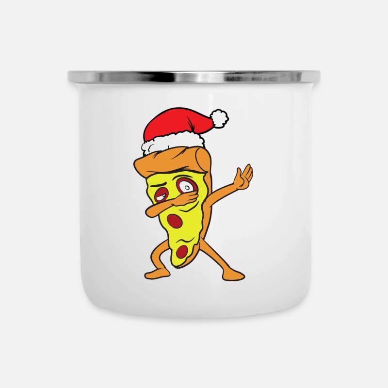 Noël Dabbing Dab Pizza - Tasse émaillée - blanc
