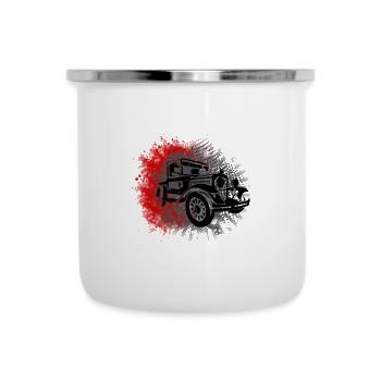 Oldtimer - Emaille-Tasse - Weiß - Vorne