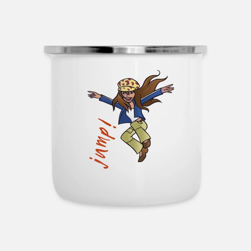 Fille de danse de rue. Sauter! - Tasse émaillée - blanc