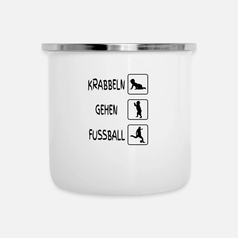 Drôle bébé corps ramper aller au soccer - Tasse émaillée - blanc