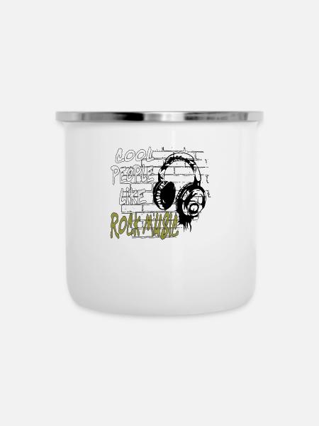 Rockmusik DJ Music - Emaille-Tasse - Weiß