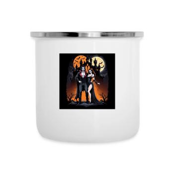 Vampire Couple Halloween Citrouille Chauve-souris Costume - Tasse émaillée - blanc - Devant