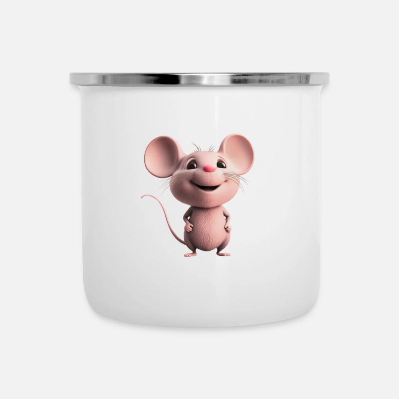 douce souris heureuse - Tasse émaillée - blanc