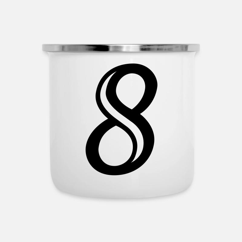 Nombre Décoré 8 Huit - Tasse émaillée - blanc
