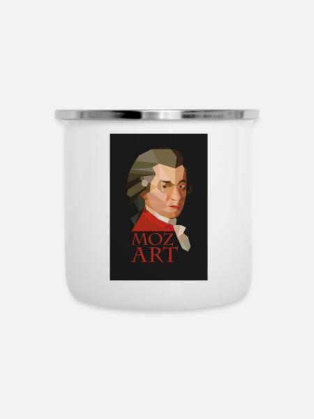 Mozart - Emaille-Tasse - Weiß