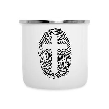 Jesus - Jesus Christ - fingerprint with cross - Camper Mug - white - Front