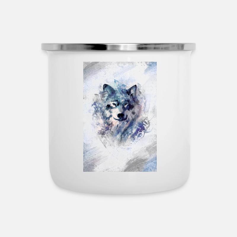Wolf in a snowstorm grey version - Camper Mug - white