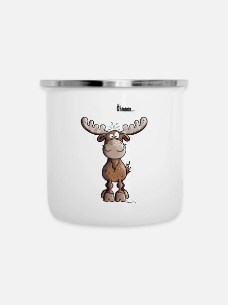 Öhmmm Elch - Emaille-Tasse - Weiß