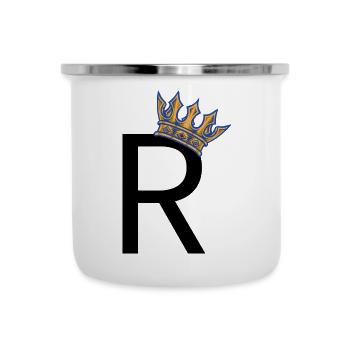 R avec couronne – Motif royal de faute de frappe - Tasse émaillée - blanc - Devant