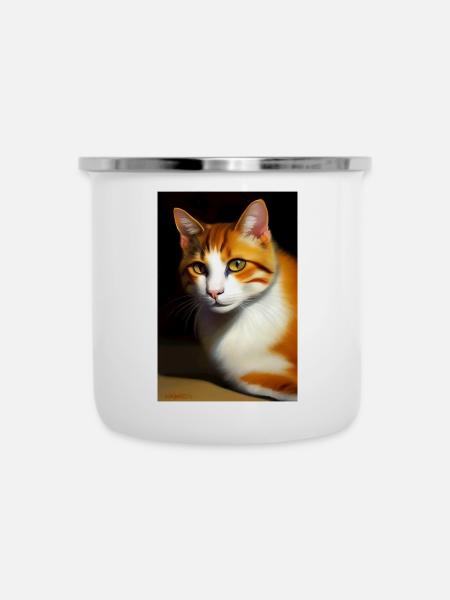 Katzen Bild - Emaille-Tasse - Weiß