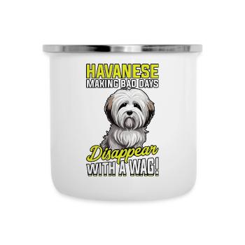 Le bichon havanais fait disparaître les mauvais jours avec un peu de plaisir - Tasse émaillée - blanc - Devant