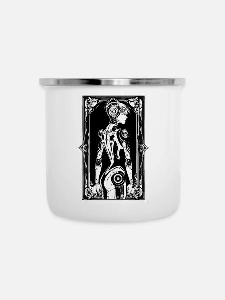 Android Art Nouveau - Emaille-Tasse - Weiß