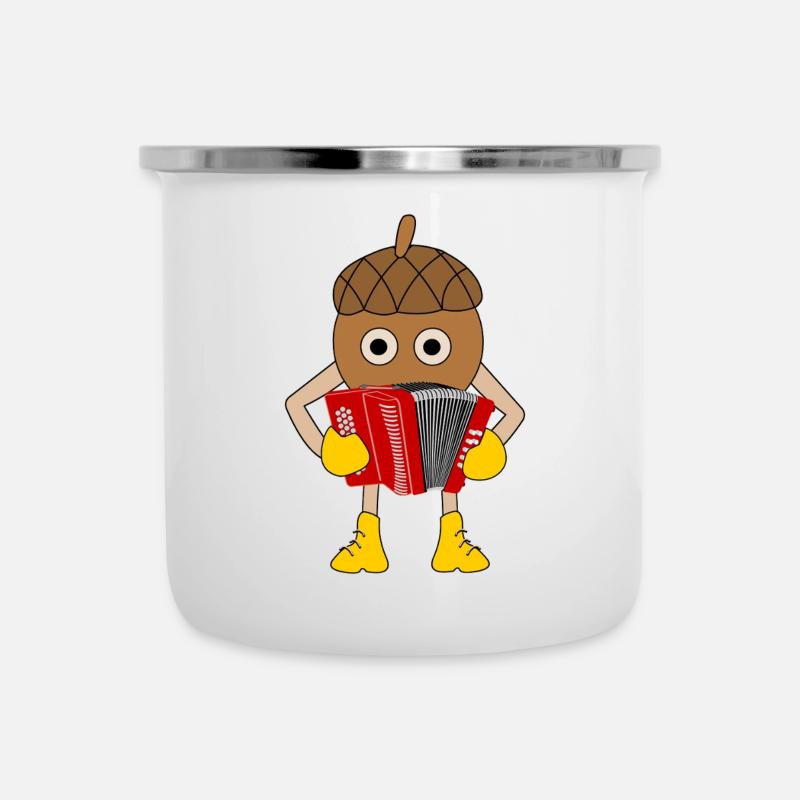 Knopf Akkordeonmutter - Emaille-Tasse - Weiß