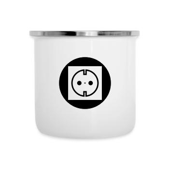 Steckdose Strom - Emaille-Tasse - Weiß - Vorne