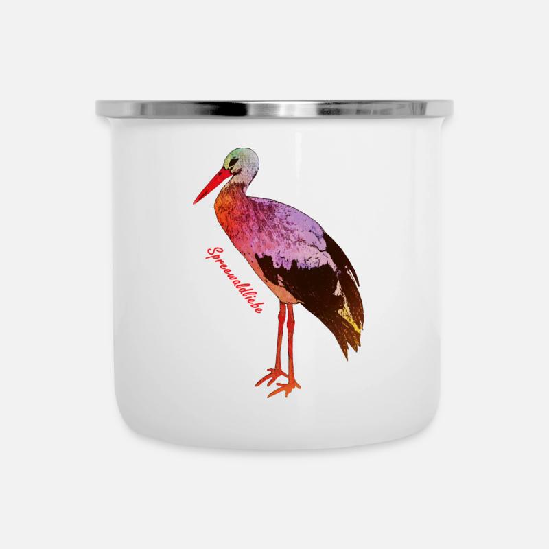 Storch - Spreewaldliebe - Emaille-Tasse - Weiß