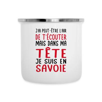 Dans ma tête je suis en Savoie - Cadeau humour - Tasse émaillée - blanc - Devant