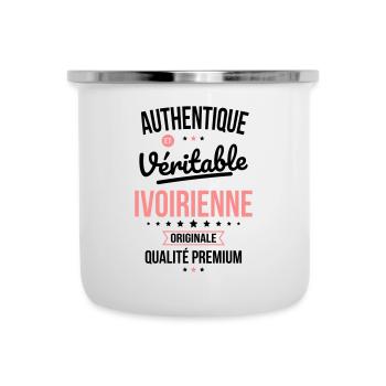 Authentique et véritable Ivoirienne - Originale - Tasse émaillée - blanc - Devant