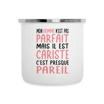 Mon homme n'est pas parfait mais il est cariste - Tasse émaillée - blanc - Devant