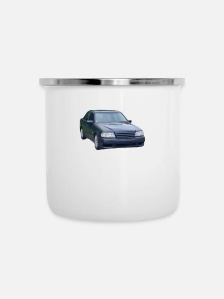 Dunkle Limousine Silhouette - Emaille-Tasse - Weiß