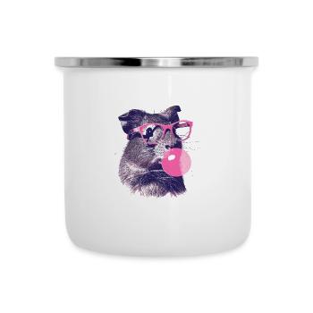 Meerschweinchen mit Sonnenbrille Bubblegum - Emaille-Tasse - Weiß - Vorne