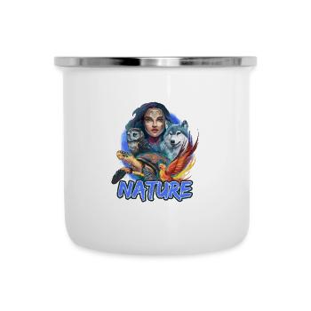 Natur Wolf Eule Schildkröte Frau für - Emaille-Tasse - Weiß - Vorne