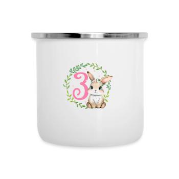 Geburtstag 3 Hase Waldtier Mädchen Drei 3 Jahre al - Emaille-Tasse - Weiß - Vorne