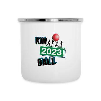 Kinball 2023 Ballsport Trendsport Mannschaftssport - Emaille-Tasse - Weiß - Vorne