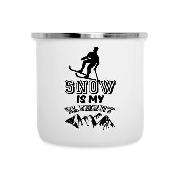 Snow Schnee Ski Skifahren Skifahrer Geschenk - Emaille-Tasse - Weiß - Vorne