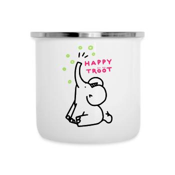 happyTrööt - Emaille-Tasse - Weiß - Vorne