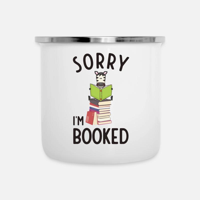 Sorry, I'm booked, reading Zebra - Camper Mug - white