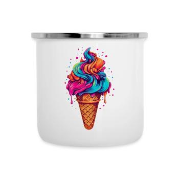 Retro Eiscream Eis Waffeleis für eine Eis - Emaille-Tasse - Weiß - Vorne