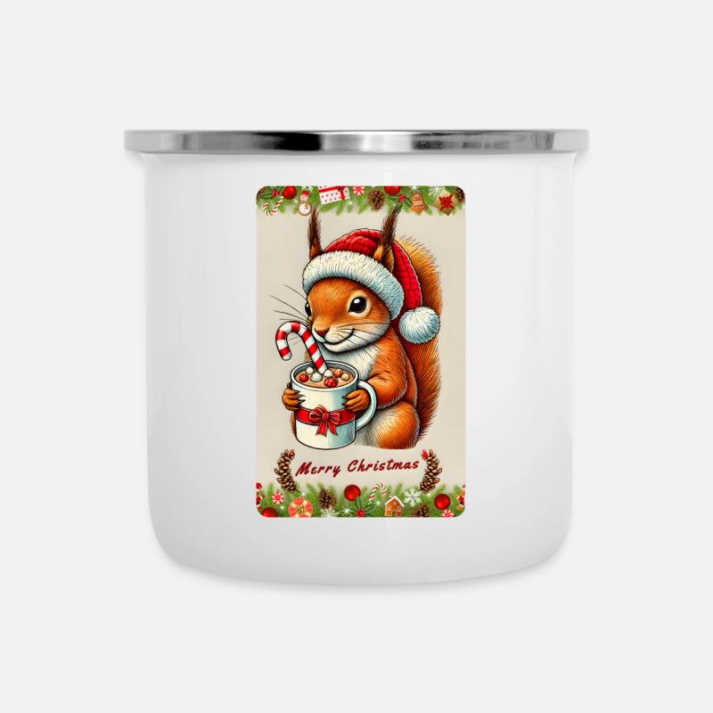 Christmas squirrel with hot chocolate - Camper Mug - white