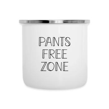 Pants Free Zone - Emaille-Tasse - Weiß - Vorne