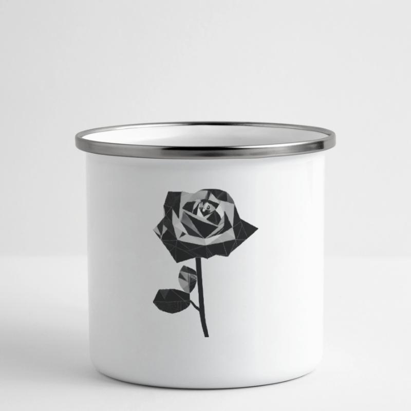 Polygone schwarze Rose Emaille-Tasse