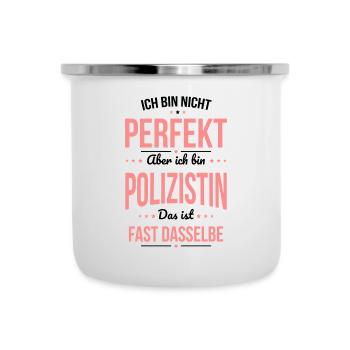 Ich bin nicht perfekt aber ich bin Polizistin - Emaille-Tasse - Weiß - Vorne