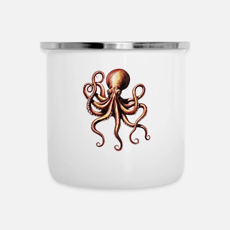 Frau Kraken - Emaille-Tasse - Weiß