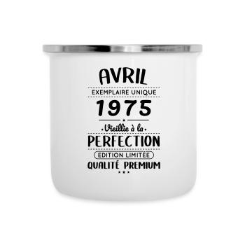 Anniversaire 50 ans - Avril 1975 Perfection - Tasse émaillée - blanc - Devant